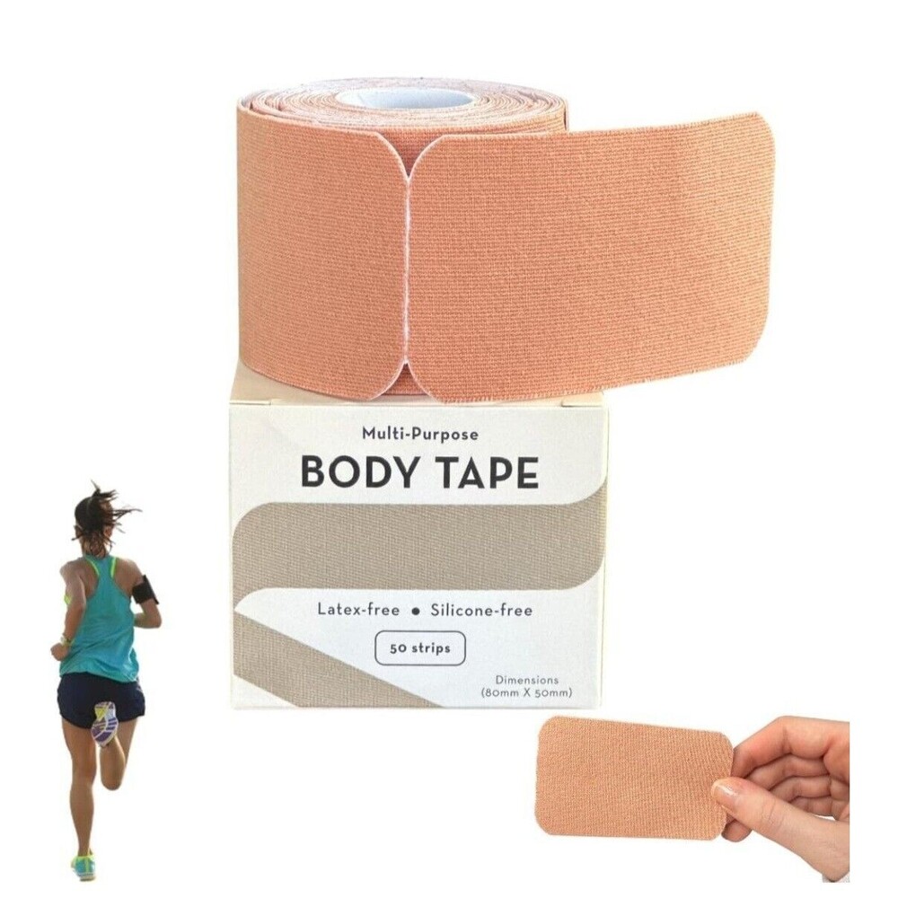 50 Precut Strips Hypoallergenic Tape, Latex & Silicone-Free, Kinesiology Tape...